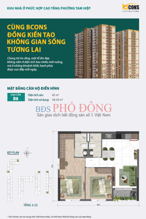 Căn Hộ Bcons Biên Hòa bán 65m2 giá 3 tỷ 250 triệu rẻ nhất tháng 9/2026