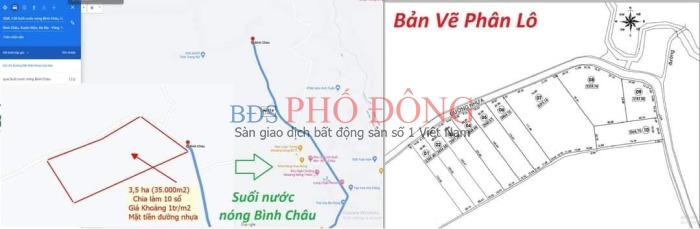 Đất mẫu, mặt tiền đường nhựa lớn, xã Bình Châu, miễn trung gian