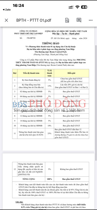 Bcons Bán Căn Hộ  đường Phan Trung Thành phố Biên Hòa T9/2026