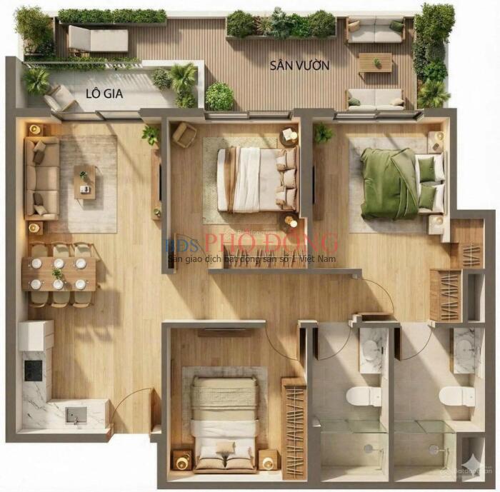 Căn hộ 2 mặt tiền 65m2 2PN-2WC ngay quốc lộ 13 Lái Thiêu